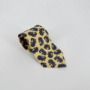 Christian Dior Monsieur Tie Silk Paisley Yellow Blue Red‎ Made USA Italy Fabric